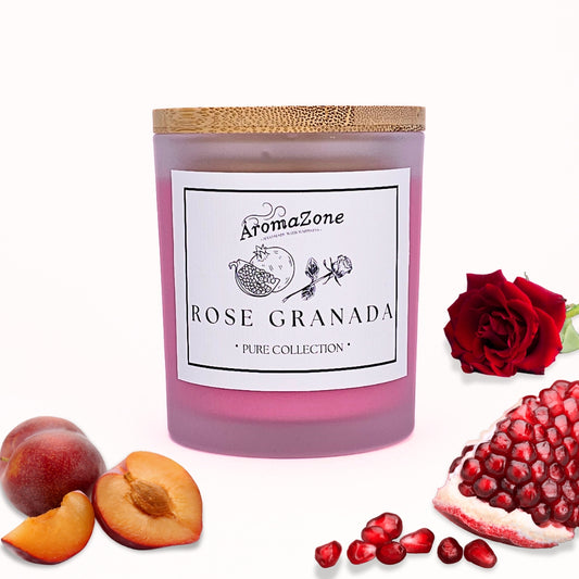 🫐ROSE GRANADA🍅 Lumânare parfumată decorativă, ceară naturală handmade - Rodie, Trandafir, Prune