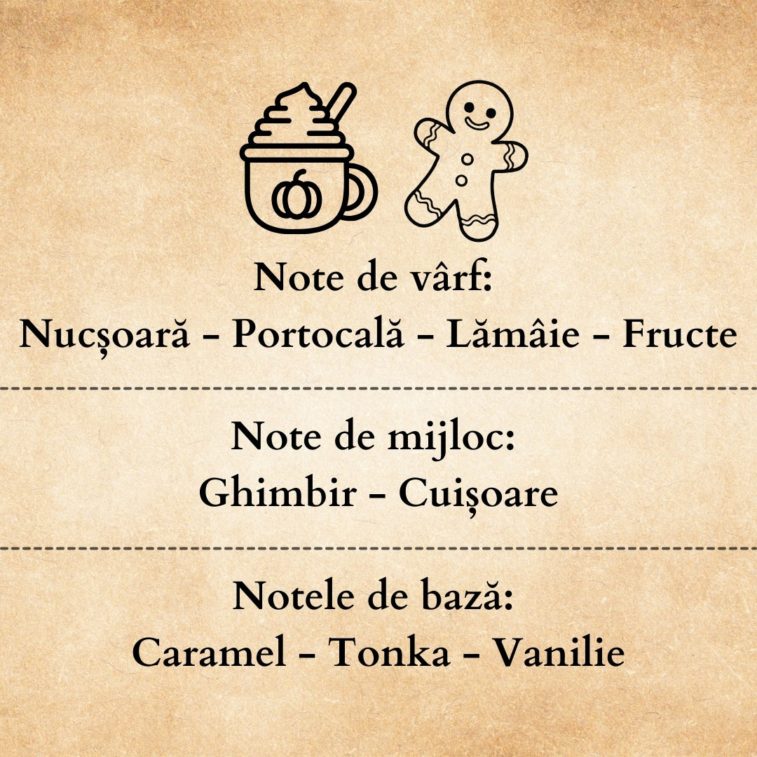 🥞PUMPKIN SPICE🥧 Lumânare parfumată decorativă, ceară naturală handmade - Caramel, Vanilie, Scorțișoară, Intensitate Puternică