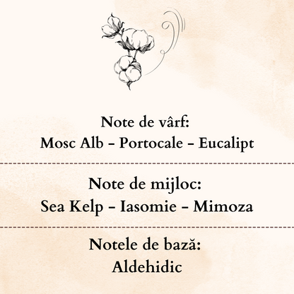 Set Cadou CLEAN COTTON – Lumânare Parfumată Naturală și Odorizant cu Bețișoare Premium, Intensitate Subtilă